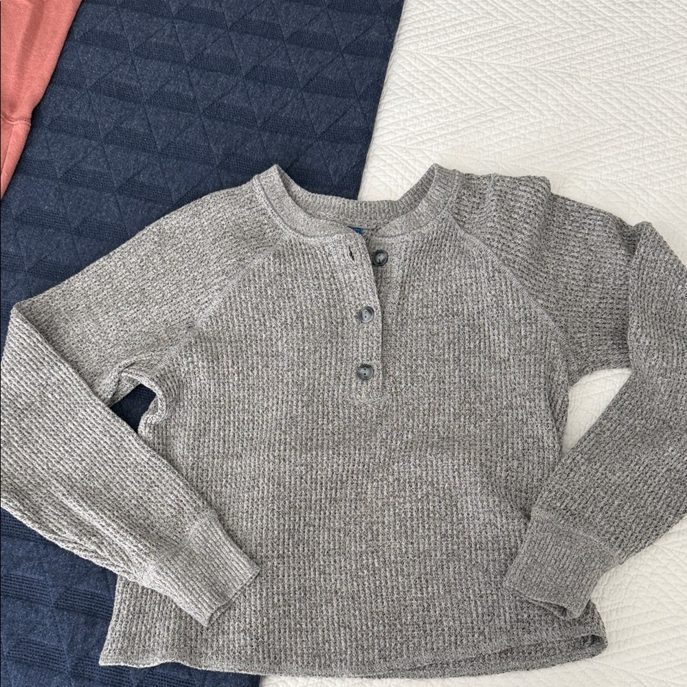 Old Navy Taupe Waffle Henley Cardigan